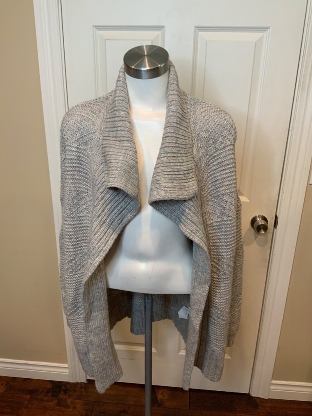 Prana Gray Multicolor Alpaca Blend Chunky Knit Cardigan, Size L